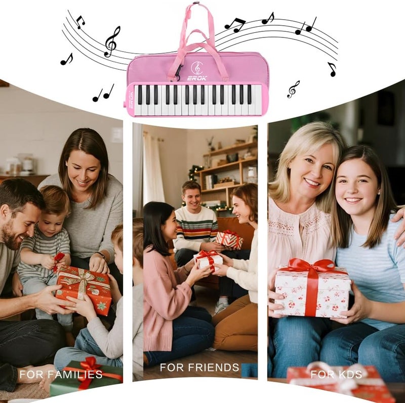 EROK 32 Keys Melodica Keyboard Instrument - Portable with Carrying Bag, Ideal for Beginners & Adults Gift (Pink) - Image 4